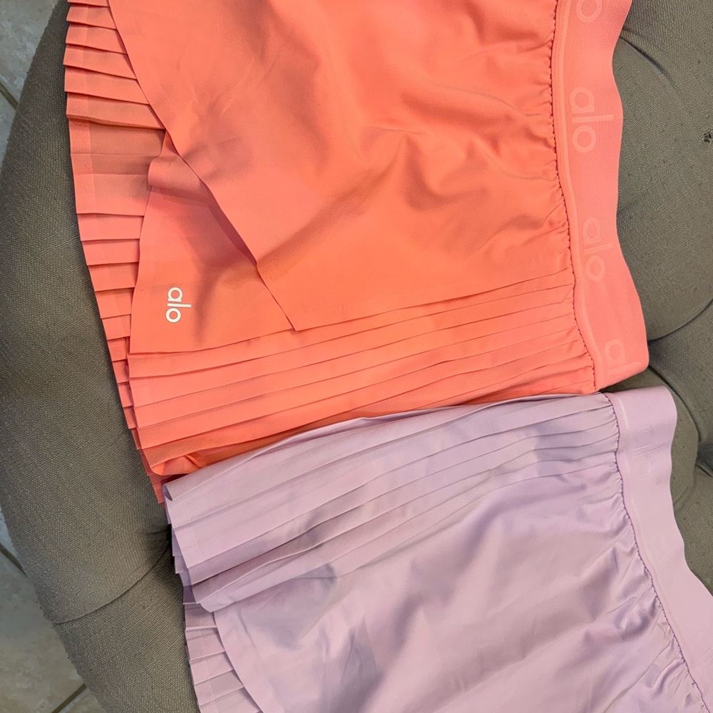 Alo Pleated Skirt Set in Pink and Lavender